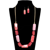 109464, TWISTED RECTANGLE RESIN BEADED ADJUSTABLE NECKLACE