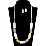 109464, TWISTED RECTANGLE RESIN BEADED ADJUSTABLE NECKLACE