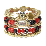109466, GAME DAY NUGGET GLASS BEADED MULTI LAYERED STRETCH BRACELET