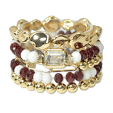 109466, GAME DAY NUGGET GLASS BEADED MULTI LAYERED STRETCH BRACELET