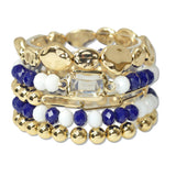 109466, GAME DAY NUGGET GLASS BEADED MULTI LAYERED STRETCH BRACELET