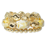 109467, RESIN AGATE STONE NUGGET BEADED MULTI LAYERED STRETCH BRACELET