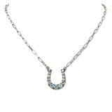 109468, WESTERN RHINESTONE ACCENT HORSESHOE PENDANT NECKLACE