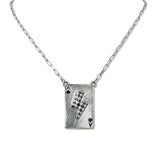 109473, WESTERN CHECKERED LIGHTNING BOLT ACE CARD PENDANT NECKLACE