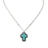 109474, WESTERN TURQUOISE CROSS PENDANT NECKLACE