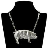 109480, WESTERN FARM ANIMAL PIG STATEMENT NECKLACE