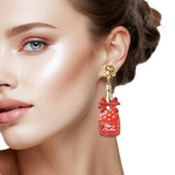 109482, MERRY CHRISTMAS CHAMPAGNE BOTTLE EARRING