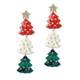 109483, PEARL RHINESTONE ACCENT CHRISTMAS TREE ACRYLIC DROP EARRING