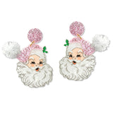 109484, CHRISTMAS SANTA CLAUS GLITTER ACRYLIC EARRING