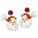 109484, CHRISTMAS SANTA CLAUS GLITTER ACRYLIC EARRING