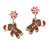 109485, ENAMEL CHRISTMAS GINGERBREAD MAN EARRING