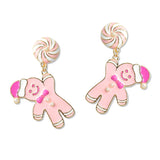 109485, ENAMEL CHRISTMAS GINGERBREAD MAN EARRING
