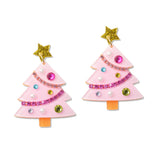109486, PEARL RHINESTONE ACCENT CHRISTMAS TREE ACRYLIC EARRING