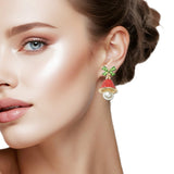 109487, PAVE CRYSTAL PEARL CHRISTMAS JINGLE BELLS EARRING