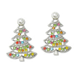 109489, PEARL RHINESTONE CHRISTMAS TREE EARRING
