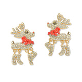 109491, PAVE CRYSTAL CHRISTMAS REINDEER EARRING