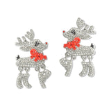 109491, PAVE CRYSTAL CHRISTMAS REINDEER EARRING