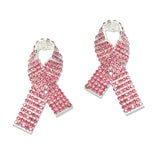 109493, PAVE CRYSTAL ACCENT PINK RIBBON EARRING