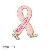 109494, KEEP GOING RUNNING PINK RIBBON BROOCH PIN