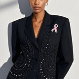 109494, KEEP GOING RUNNING PINK RIBBON BROOCH PIN