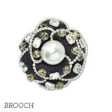 109497, RHINESTONE PEARL ROSE FLOWER BROOCH PIN