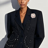 109497, RHINESTONE PEARL ROSE FLOWER BROOCH PIN