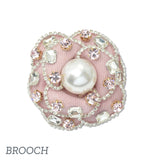 109497, RHINESTONE PEARL ROSE FLOWER BROOCH PIN