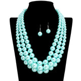 109499, TRIPLE LAYERED PEARL STRAND NECKLACE