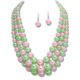 109499, SORORITY TRIPLE LAYERED PEARL STRAND NECKLACE