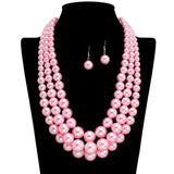109499, TRIPLE LAYERED PEARL STRAND NECKLACE