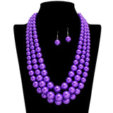 109499, TRIPLE LAYERED PEARL STRAND NECKLACE