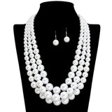 109499, TRIPLE LAYERED PEARL STRAND NECKLACE