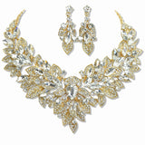 109501, CRYSTAL RHINESTONE FLOWER EVENING NECKLACE SET