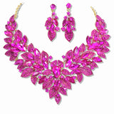 109501, CRYSTAL RHINESTONE FLOWER EVENING NECKLACE SET