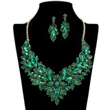 109501, CRYSTAL RHINESTONE FLOWER EVENING NECKLACE SET