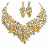 109501, CRYSTAL RHINESTONE FLOWER EVENING NECKLACE SET