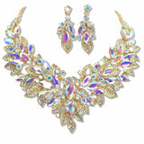 109501, CRYSTAL RHINESTONE FLOWER EVENING NECKLACE SET