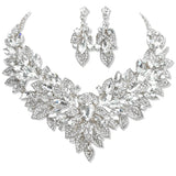 109502, CRYSTAL RHINESTONE FLOWER EVENING NECKLACE SET