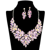 109502, CRYSTAL RHINESTONE FLOWER EVENING NECKLACE SET