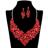109502, CRYSTAL RHINESTONE FLOWER EVENING NECKLACE SET