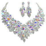 109502, CRYSTAL RHINESTONE FLOWER EVENING NECKLACE SET