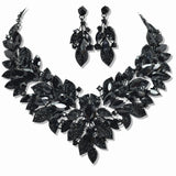 109502, CRYSTAL RHINESTONE FLOWER EVENING NECKLACE SET