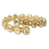109504, GOLD TONE GEOMETRIC RHINESTONE ACCENT STRETCH CUFF BRACELET
