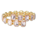 109504, GOLD TONE GEOMETRIC RHINESTONE ACCENT STRETCH CUFF BRACELET