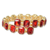 109504, GOLD TONE GEOMETRIC RHINESTONE ACCENT STRETCH CUFF BRACELET