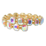 109504, GOLD TONE GEOMETRIC RHINESTONE ACCENT STRETCH CUFF BRACELET