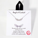 109506, ANGEL OF COMFORT ANGEL WING PAVE CUBIC ZIRCONIA ACCENT PENDANT NECKLACE