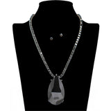 109513, TEARDROP TENNIS NECKLACE WITH RHINESTONE PENDANT