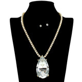 109513, TEARDROP TENNIS NECKLACE WITH RHINESTONE PENDANT