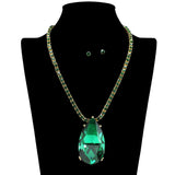 109513, TEARDROP TENNIS NECKLACE WITH RHINESTONE PENDANT
